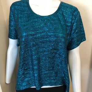 Teal foiled crop top
